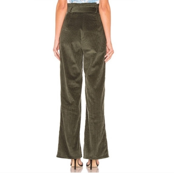 Revolve Majorelle Benedict Corduroy Pants Paperbag Belted Wide Leg Olive Small - Picture 3 of 17